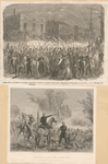Torch-light procession of General Blenker's division in honor of the new commander-in-chief ; Battle of Bull Run, July 1861 (Gen. Blenker's brigade covering the retreat).