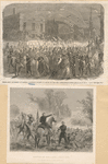 Torch-light procession of General Blenker's division in honor of the new commander-in-chief ; Battle of Bull Run, July 1861 (Gen. Blenker's brigade covering the retreat).
