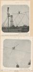 Blondin performing one of his extraordinary feats on the tight-rope ; Blondin eating his luncheon on a tight-rope stretched two hundred feet above the ground.