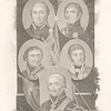 Counterclockwise from top left: Moreau ; Platoff ; Blucher ; Bernadotte ; Schwartzenberg.