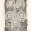 Counterclockwise from top left: Moreau ; Platoff ; Blucher ; Bernadotte ; Schwartzenberg.