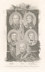 Counterclockwise from top left: Moreau ; Platoff ; Blucher ; Bernadotte ; Schwartzenberg.