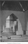 Interior of Weston Chapel.  The ceiling and pews are of cypress.  Arches add to the dignity.