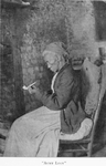 Aunt Lucy.  She is the oldest of the former slaves at Hermitage Plantation, being nearly one hundred.  The cabin shown is also one of the oldest.