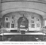 Valentine's Recumbent Statue of General Robert E. Lee.  In the Chancel of Chapel of Washington and Lee University, at Lexington Virginia.  Beneath the statue is the mausoleum in which rest the bodies of General Robert E. Lee, his father Light Horse Harry Lee, of Revolutionary war fame, his son General George Washington Custis Lee, a major - general in the Confederate States Army and President of Washington and Lee University, 1870 to 1897, and other members of the Lee family.