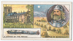 Battle of Shrewsbury [July 21st, 1403]. (Battlefield church under which the slain are buried; a cannon of the period; Hotspur [Henry Percy]; the battlefield.)