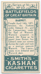 Battle of Barnet [April 14th 1471]. (Beacon on Hadley Church; the High Stone on Hadley Green where Warwick fell; Earl Warwick.)