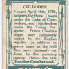 Battle of Culloden [April 16th, 1746]. (The gravestones of the clans; the battlefield; the cairn; Bonnie Prince Charlie.)