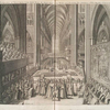 A perspective of Westminster-Abby from the high-altar to the west end, shewing the manner of His Majesties crowning.