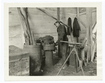 Sharpener sharpening Jackhamer steel for Geo. J. Atwell Co., Inc., on Sax's [i.e. Saks] department store building foundation, 49th & 50th St., & Fifth Ave., N.Y. City.