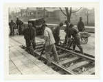 Ingersoll-Rand tool tie tamper (elec. driven) outfit and I. R. paving breakers in use on railway lines of Knoxville Power & Lt. Co.