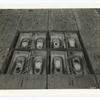Showing that agitation is maintained by compressed air until ice blocks are completely frozen. These cans are about ready for dumping. City Ice Co., Easton, Penna.