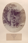 Moormi group, Tibetans, Nipal. [2 men with plowing tools, one standing and one sitting]