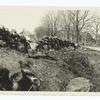 Stone walls from behind which the farmers fired on the retreating British in the Concord-Lexington fighting.