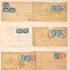 1c blue Franklin L-shaped block of three on cover