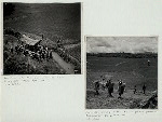 Procession with the bier in a rice field ; Ma'randing dancers follow the ma'peliang procession