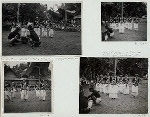 Four men at one gandang accompany Ma'gellu' (top left) ; Ma'gellu' dancers at Kalambe (bottom left, top right, bottom right)