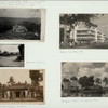 Dutch government owned hotel, about 4 miles above Muntak, Bangka (elevation ca. 1200 feet), only a few miles from sea shore (last seen in 1933) (top left); Atjehsche Kampong (center left); Chinese temple, Medan, Sumatra (bottom left); Medan, Sumatra, 1956 (top right); Mosque, Medan, Sumatra, 1956 (bottom right)