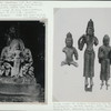 Amoghapasha Lokeshvara with four adoring and seven divine companions (left) ; Bronze images of Buddha and two Bodhisattva (right)