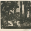 Nymphe couchée au bord d'un ruisseau.