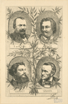 Gérard] de Nerval, Balzac, Courbet, Wagner, [Frontispice pour Grandes figures d'hier et d'aujourd'hui, par Champfleury].