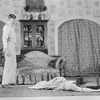 Alfred Lunt as Babe Callahan and Clare Eames as Carrie Callahan. Setting by Aline Bernstein.