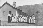 Miss Martha Drummer [at the left] and the Girls' School at Quessua.