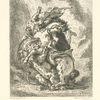 Cavalier arabe attaqué par un lion.
