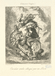 Cavalier arabe attaqué par un lion.