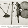 Native harp, sword, and scrabbard, and mandingo wooden plates, from North-Western Liberia.