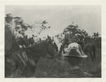 American and Spanish officers meet to negotiate surrender of Spanish forces in Cuba, 1898.