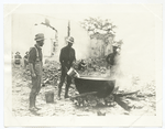 Scene in United States Military camp in Cuba, 1898. Boiling water for drinking purposes.