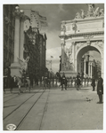 Admiral Dewey's reception, New York City, West Point cadets passing Dewey Arch.