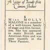 Miss Molly Malone.
