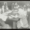 Chatham Square Branch, children copying a Mother Goose Rhyme in Children's Reading Room