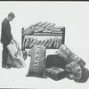 Library for the Blind, Man with mail bags on white background