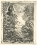 [Une paysage, et dans le haut à gauche une sorte de tribune... (marges sales).]