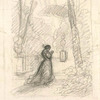 Drawing of a woman in a park, on the verso of B359.]