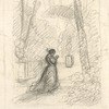 Drawing of a woman in a park, on the verso of B359.