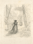 Drawing of a woman in a park, on the verso of B359.