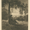 [Un homme assis au pied d'un arbre, tourné vers la droite.]