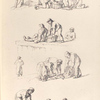 [Fishmongers. Men and women sorting fish from baskets or from a net.]]