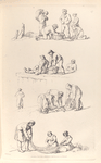 [Fishmongers. Men and women sorting fish from baskets or from a net.]]