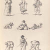 [Men carrying baskets or bundles. Men resting on the ground. Men tying bundles.]]