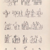 Marketplace scenes. Donkey drawn carts. Donkeys with baskets. Small family groups walking, pointing, carrying sacks