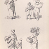 Women, or women with a child carry bundles of flowers or grain