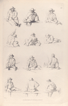 Men sitting on a fence or on the ground