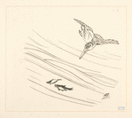 Martin-pêcheur, deux petits poissons.