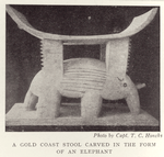 A Gold Coast stool carved in the form of an elephant.