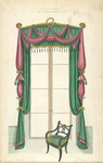 Window drapery and drawing room chair.